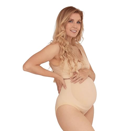 Carriwell Nahtlose Umstandsunterhose | Dehnbare Beinausschnitte | Stützt Bauch & Rücken | Atmungsaktiv für Schwangerschaftskomfort | Aus recyceltem Material, Passt Sich Ihrem wachsenden Bauch an, M von Carriwell
