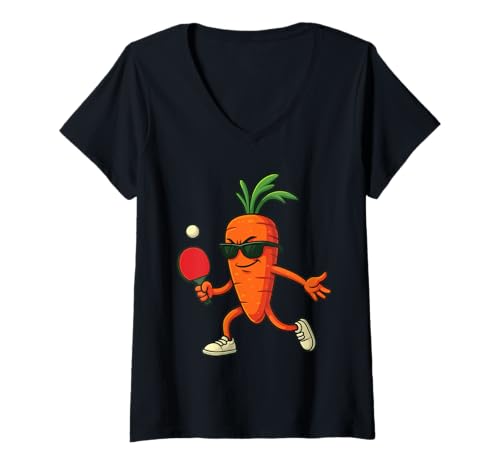 Damen Carrot Tischtennis T-Shirt mit V-Ausschnitt von Carrot Vegetable