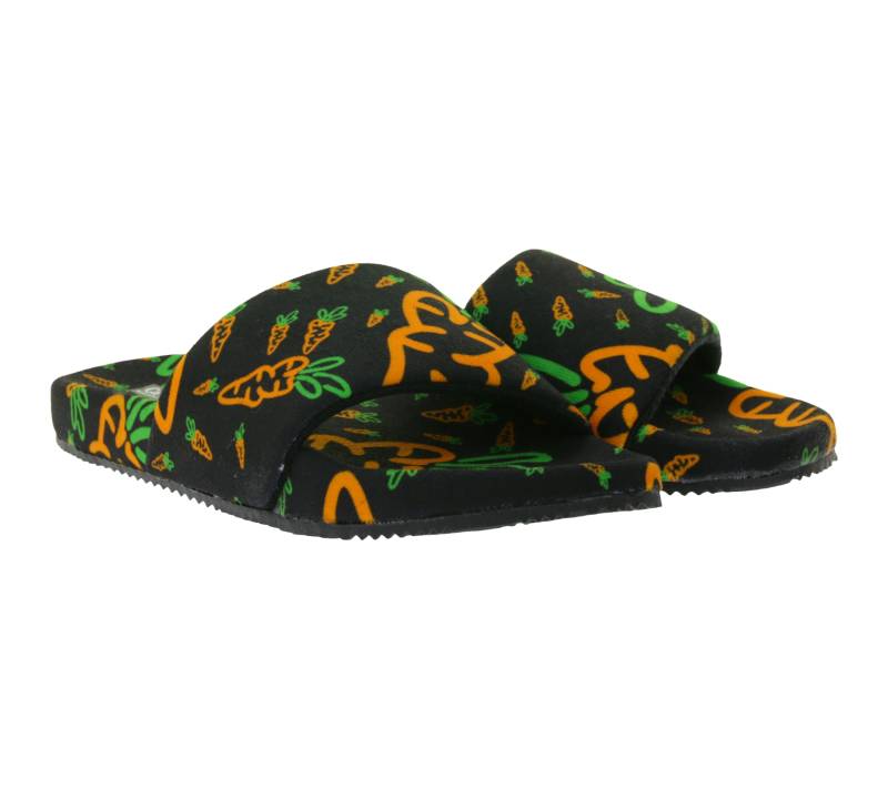 Carrots Slides Sommer-Schuhe Herren Slip-On Latschen mit Karottenmotiv Pantoletten ACFW02ABOG Schwarz/Orange von Carrots