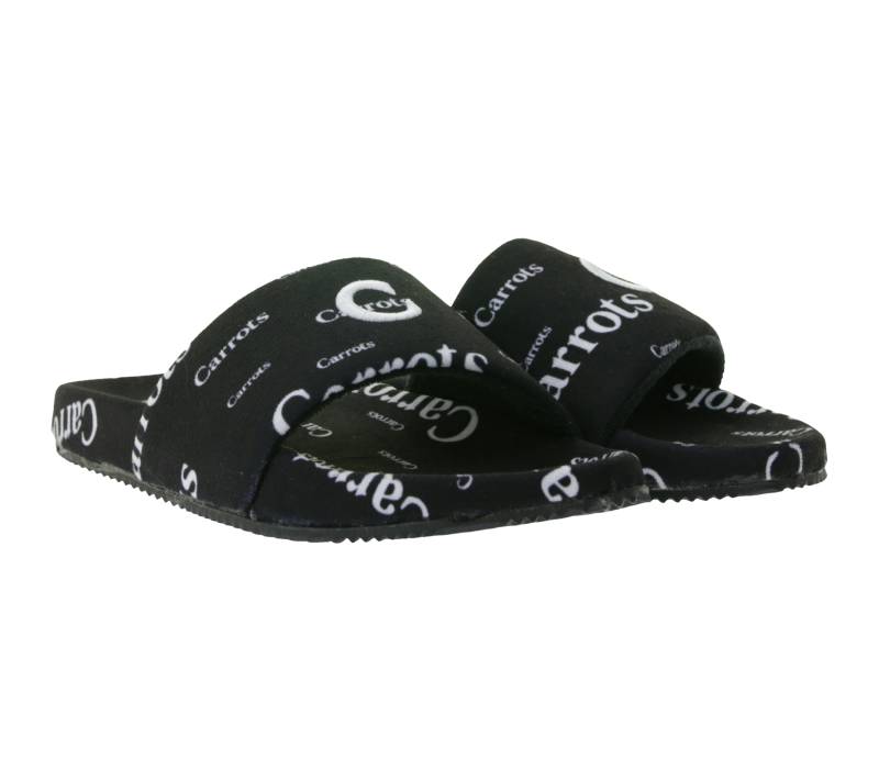 Carrots Slides Sommer-Schuhe Herren Slip-On Latschen mit Logo-Print Pantoletten ACFW03ABW Schwarz/Weiß von Carrots