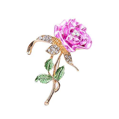 Carry stone Rose Diamond Brosche Broschen Pin Clip Kragen Boutonniere für Frauen Mädchen Hochzeit Kleidung Schmuck Rosa langlebig und praktisch von Carry stone