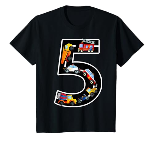 Kinder 5 Geburtstag T-Shirt Jungen Autos Fahrzeuge 5 Jahre Geburtstag T-Shirt Kinder 5 Geburtstag T-Shirt Jungen Autos Fahrzeuge 5 Jahre Geburtstag T-Shirt von Cars Shirts for 5th Birthday