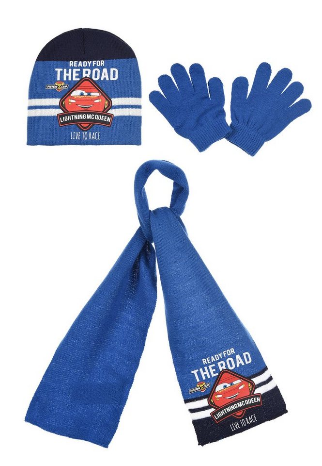 Cars Beanie Kinder Jungen Winter-Set Mütze Schal Handschuhe (SET) von Cars