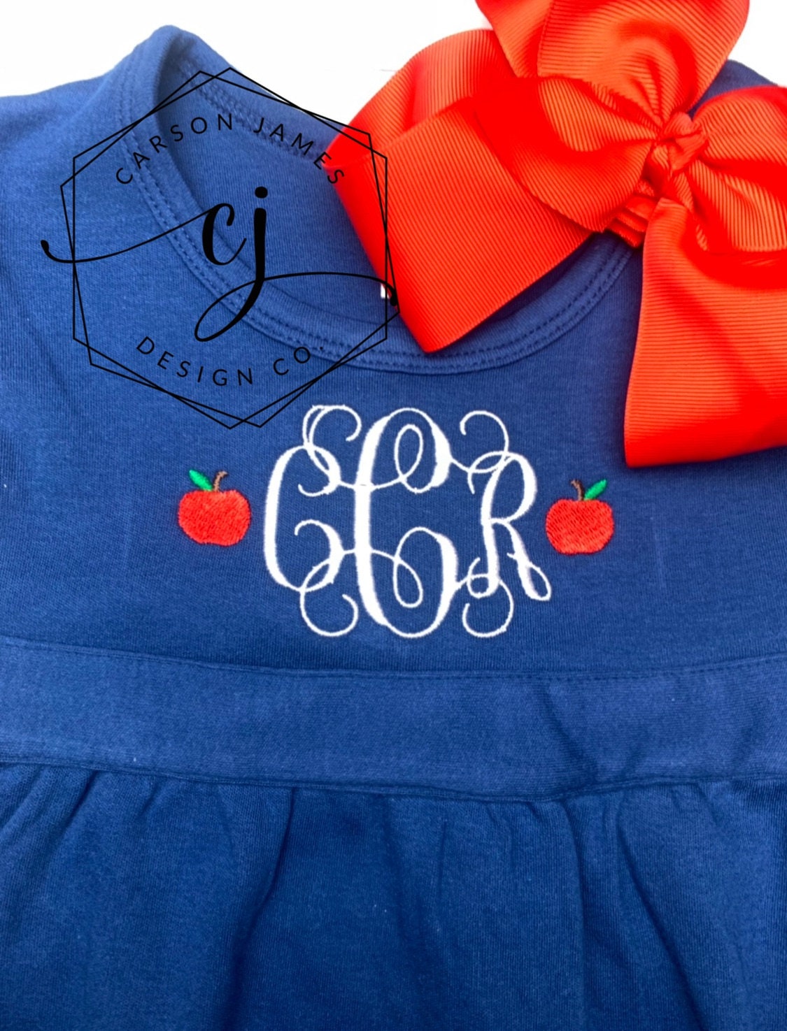 Monogramm Back To School Kleid Apfelkleid Für Baby Kleinkind Mädchen Kinder Apfelpflücken Erste Schultag Outfit von CarsonJamesDesignCo