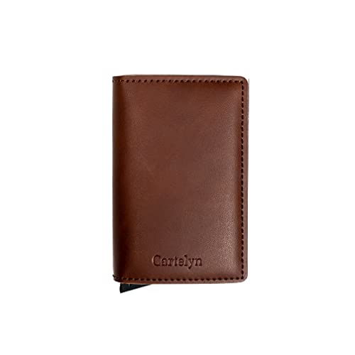 Cartelyn - Kreditkartenhalter, Slim, aus Leder – Geldbörse, RFID-Schutz, Schutz und Kreditkartenfach, für Damen oder Herren, Braun Braun matt, 9,6 x 6,5 x 1,3 CM, Minimalistisch Cartelyn - Kreditkartenhalter, Slim, aus Leder – Geldbörse, RFID-Schutz, Schutz und Kreditkartenfach, für Damen oder Herren, Braun Braun matt, 9,6 x 6,5 x 1,3 CM, Minimalistisch von Cartelyn
