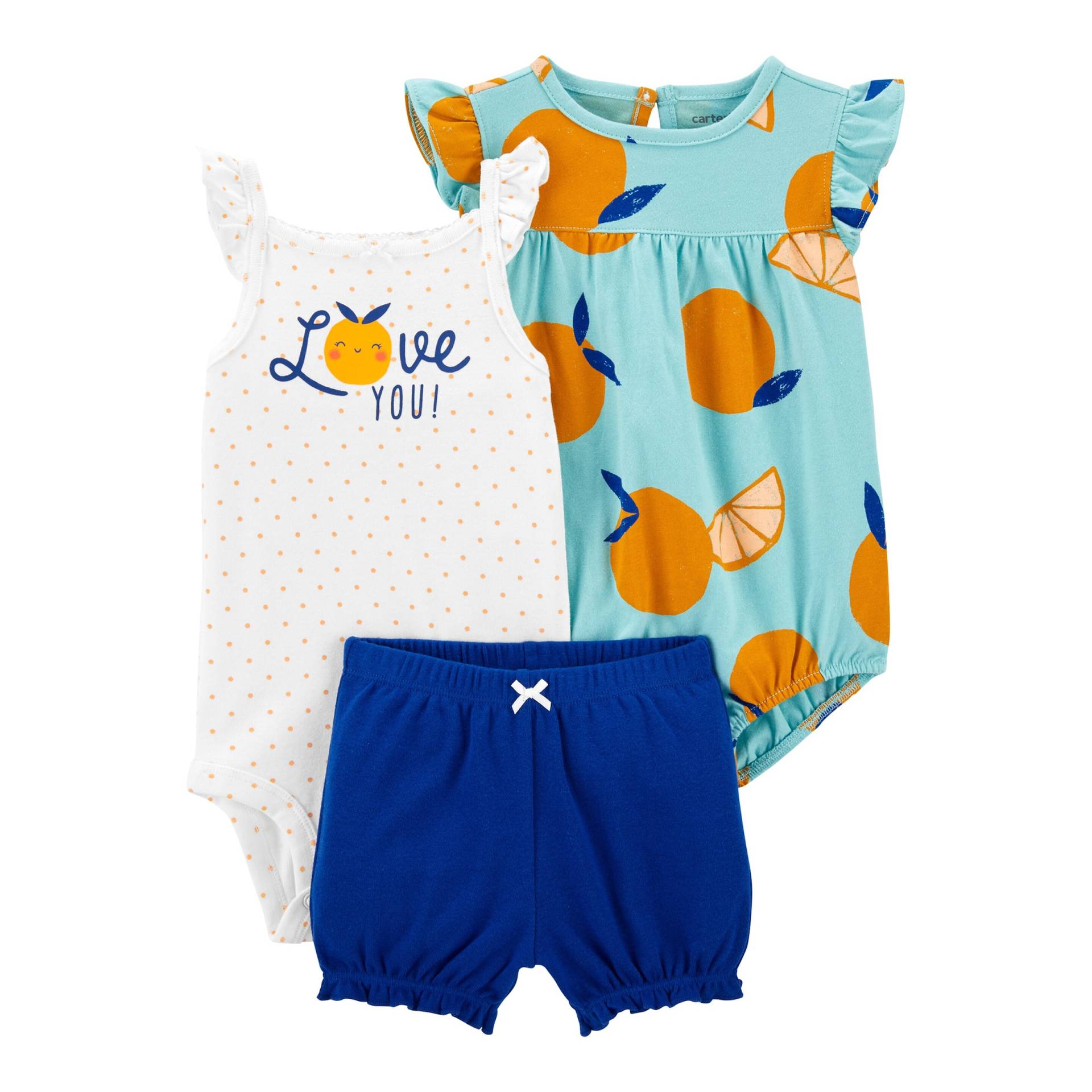 Carter's 3-tlg. Set Body Flügelarm, Body ohne Arm und Shorts Orangen von Carter's