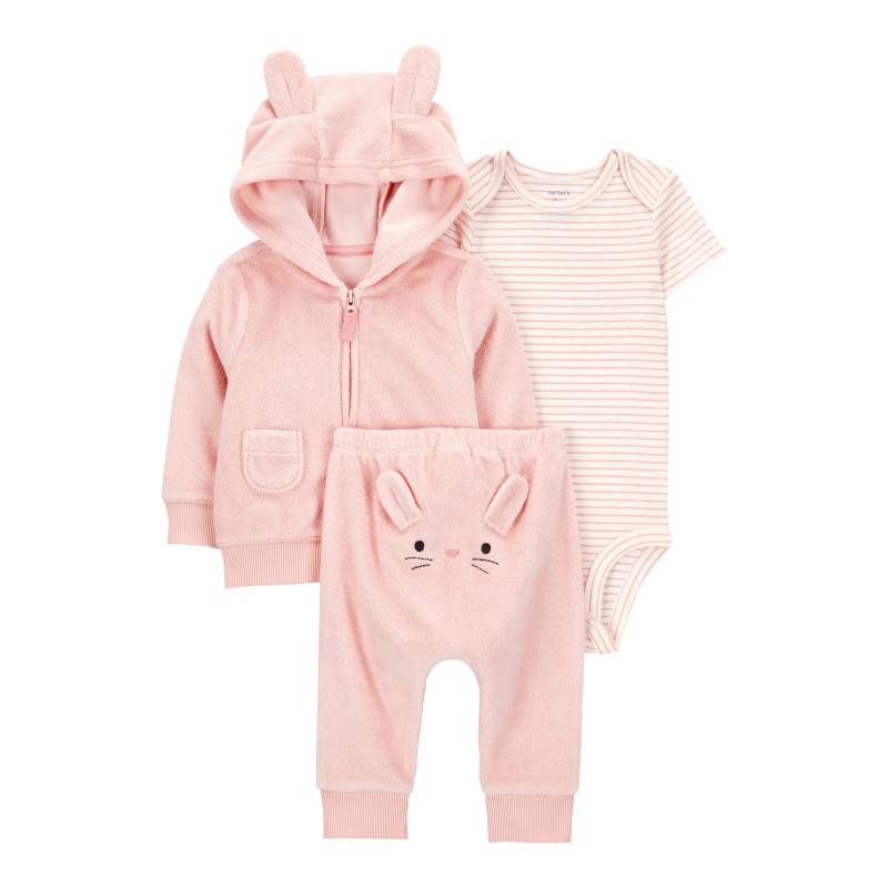 Carter's 3-tlg. Set Body kurzarm, Sweatjacke und Jogginghose Frottee Hase von Carter's