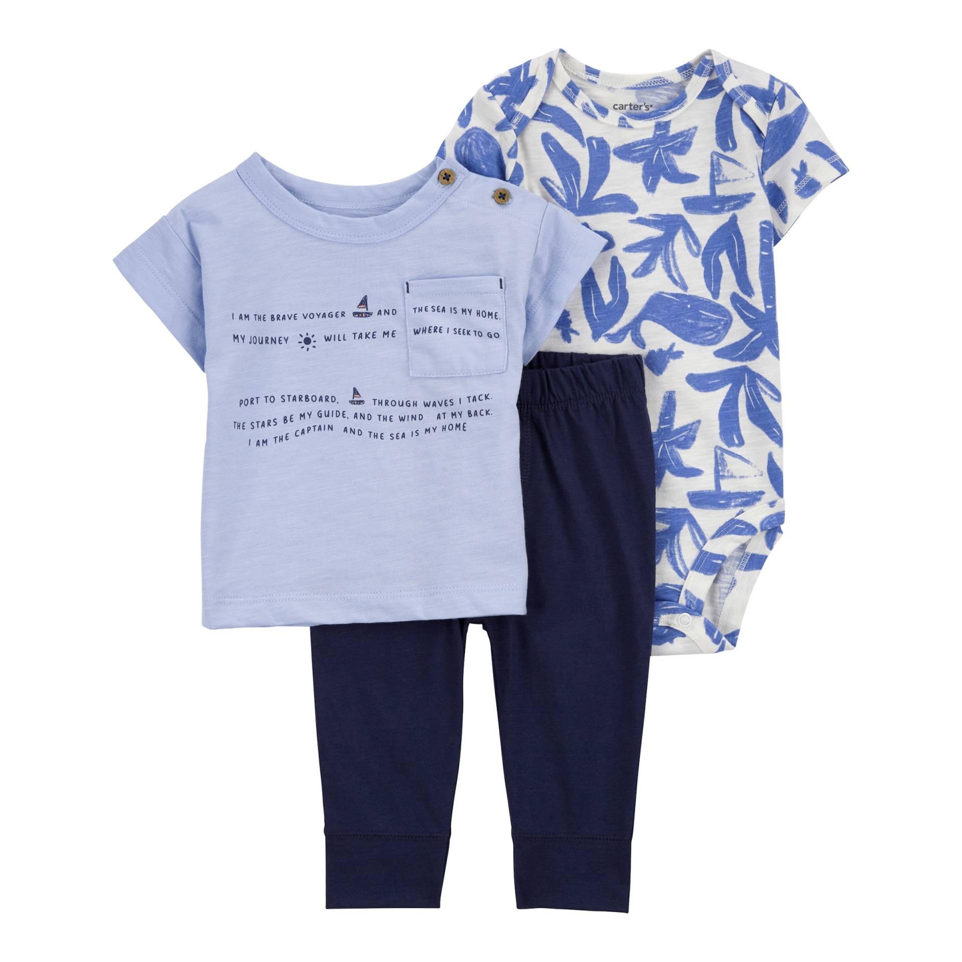 Carter's 3-tlg. Set Body kurzarm, T-Shirt und Jogginghose Meer von Carter's