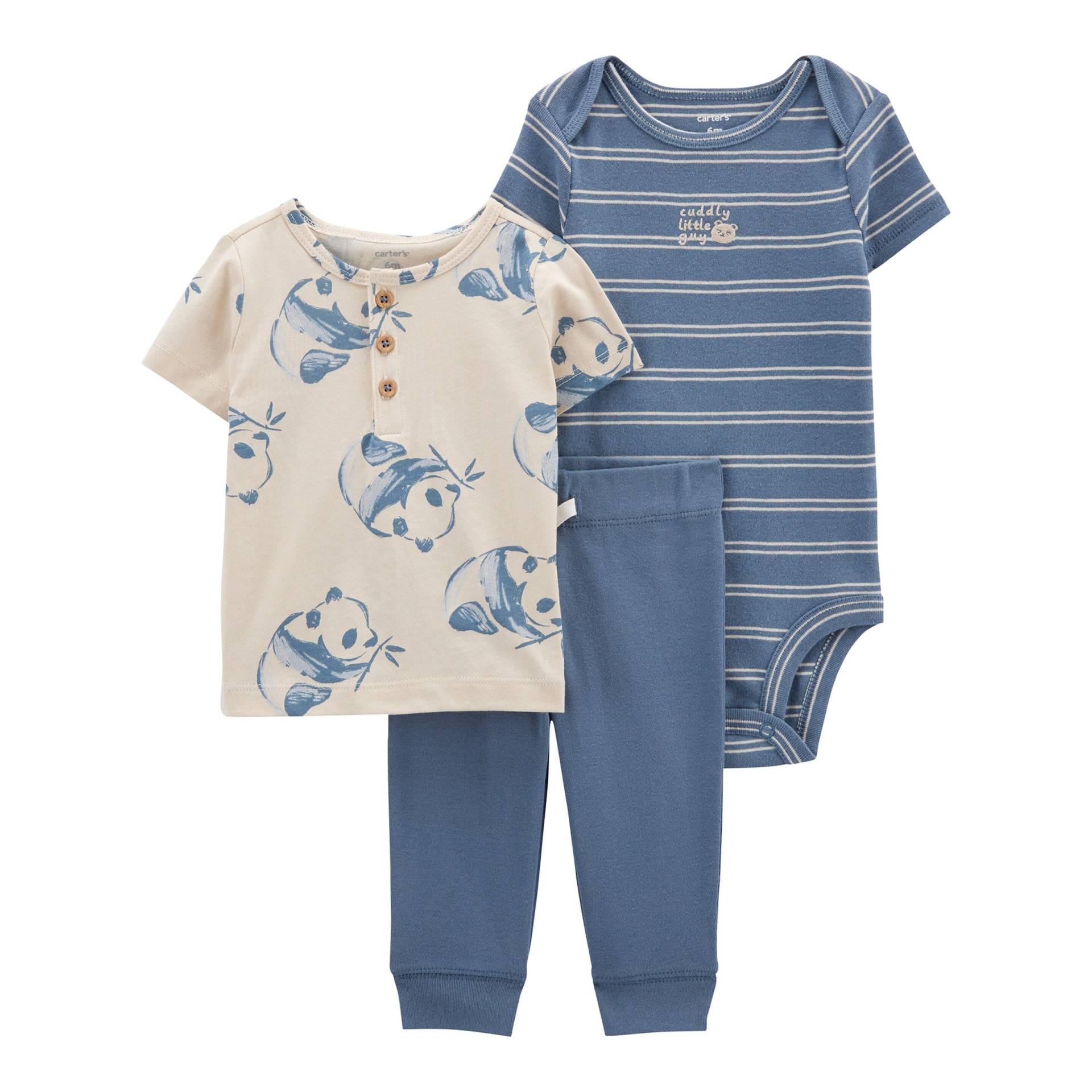 Carter's 3-tlg. Set Body kurzarm, T-Shirt und Jogginghose Ringel Pandas von Carter's