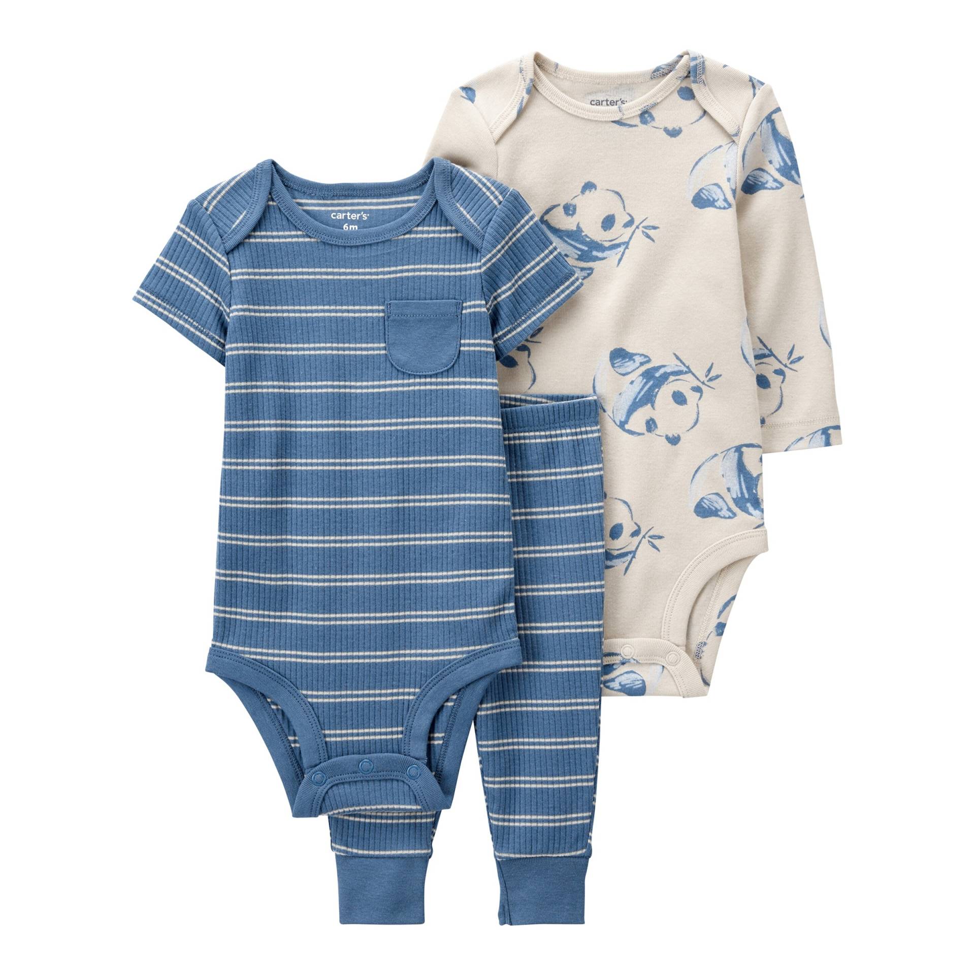 Carter's 3-tlg. Set Body langarm, Body kurzarm und Jogginghose Ringel Panda von Carter's