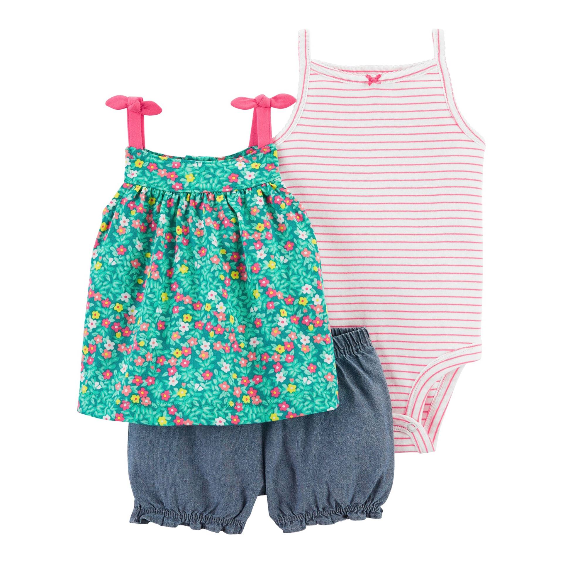 Carter's 3-tlg. Set Body ohne Arm, Tunika ohne Arm und Shorts Blumen von Carter's