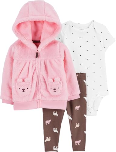 Carter's Baby-Mädchen, 3-teiliges Layette-Set, Bärenrosa/mehrfarbig, 3 Monate von Carter's