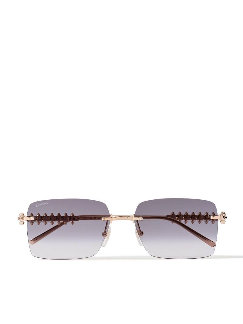 Cartier Eyewear - Clash de Cartier Rimless Rectangular-Frame Gold-Tone Sunglasses - Men - Gold von Cartier Eyewear