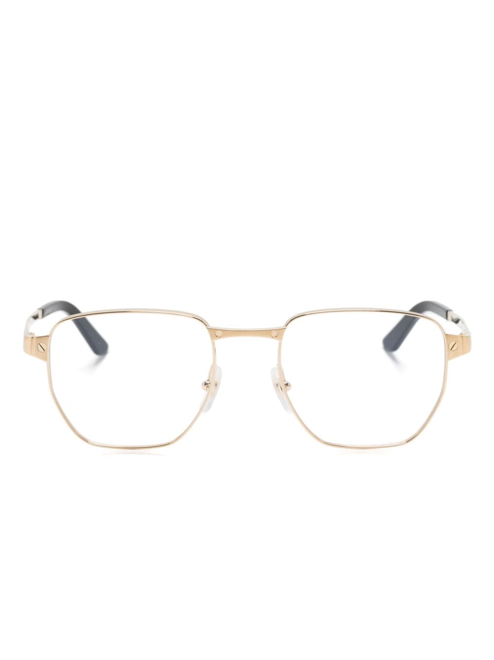 Cartier Eyewear Geometrische Brille mit Logo-Gravur - Gold von Cartier Eyewear