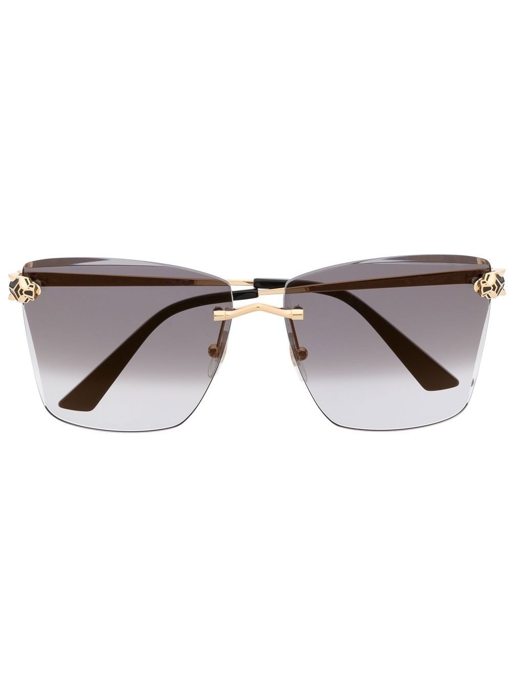 Cartier Eyewear Rahmenlose Panther Sonnenbrille - Gold von Cartier Eyewear