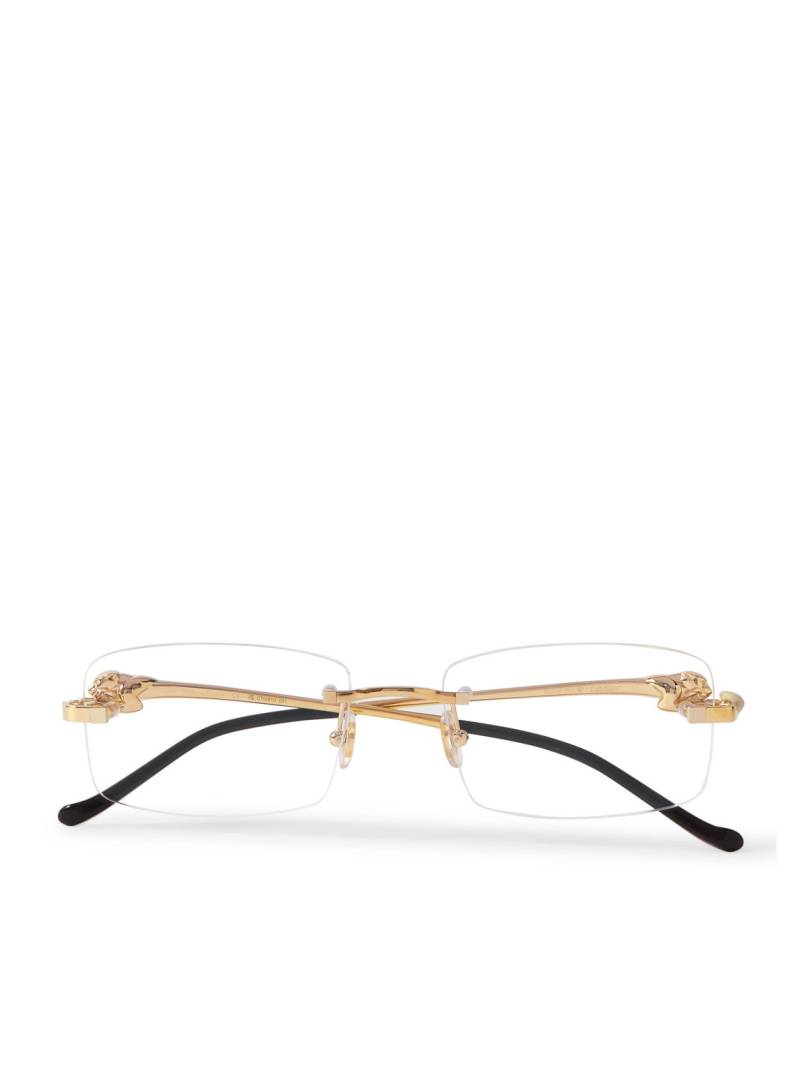 Cartier Eyewear - Panthère Rimless Rectangular-Frame Gold-Tone Optical Glasses - Men - Gold von Cartier Eyewear
