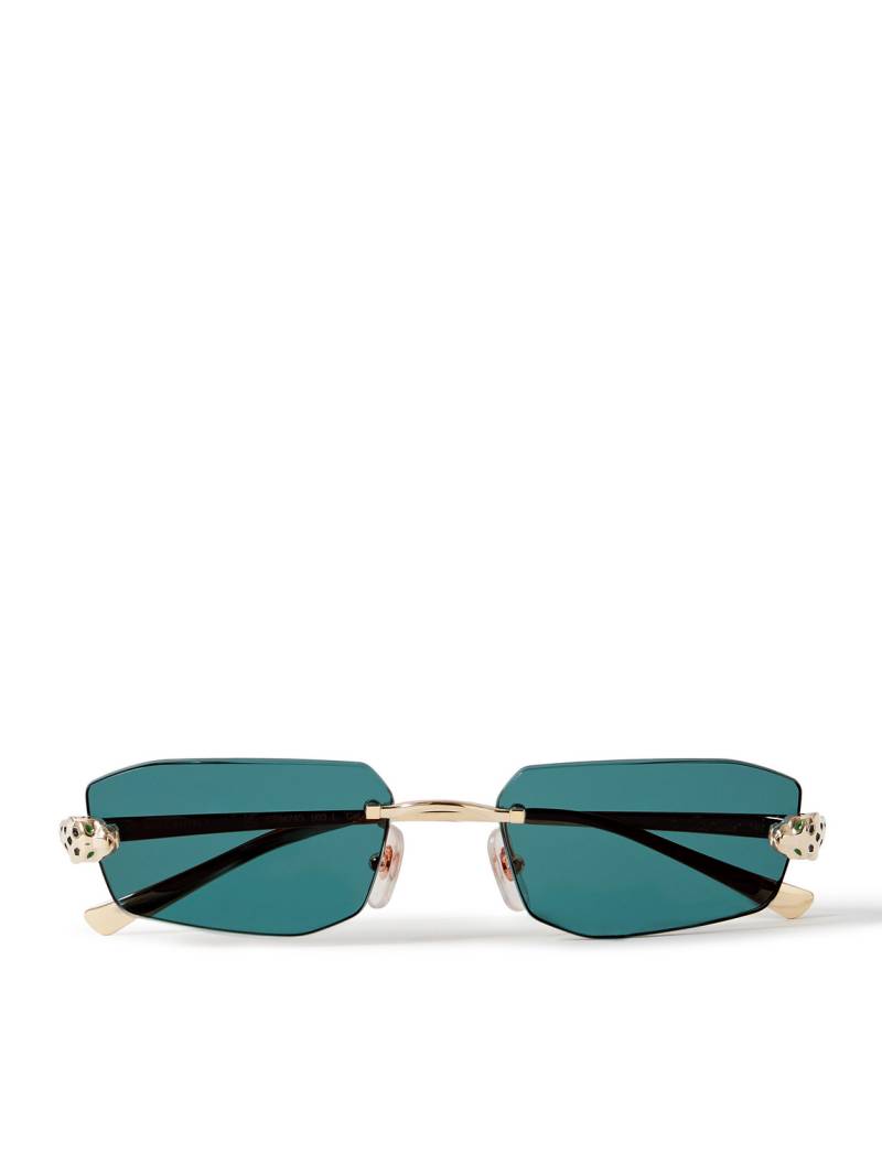 Cartier Eyewear - Panthère de Cartier Rimless Rectangle-Frame Gold-Tone Sunglasses - Men - Gold von Cartier Eyewear