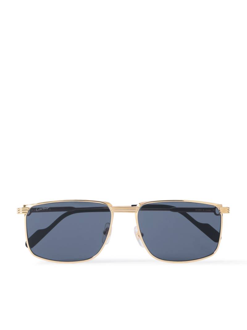 Cartier Eyewear - Première de Cartier Rectangular-Frame Gold-Tone Sunglasses - Men - Blue von Cartier Eyewear