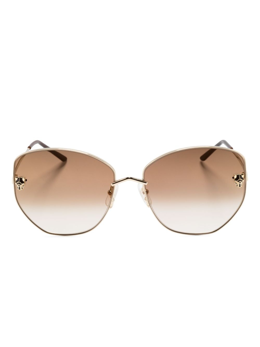 Cartier Eyewear Sonnenbrille mit geometrischem Gestell - Gold von Cartier Eyewear