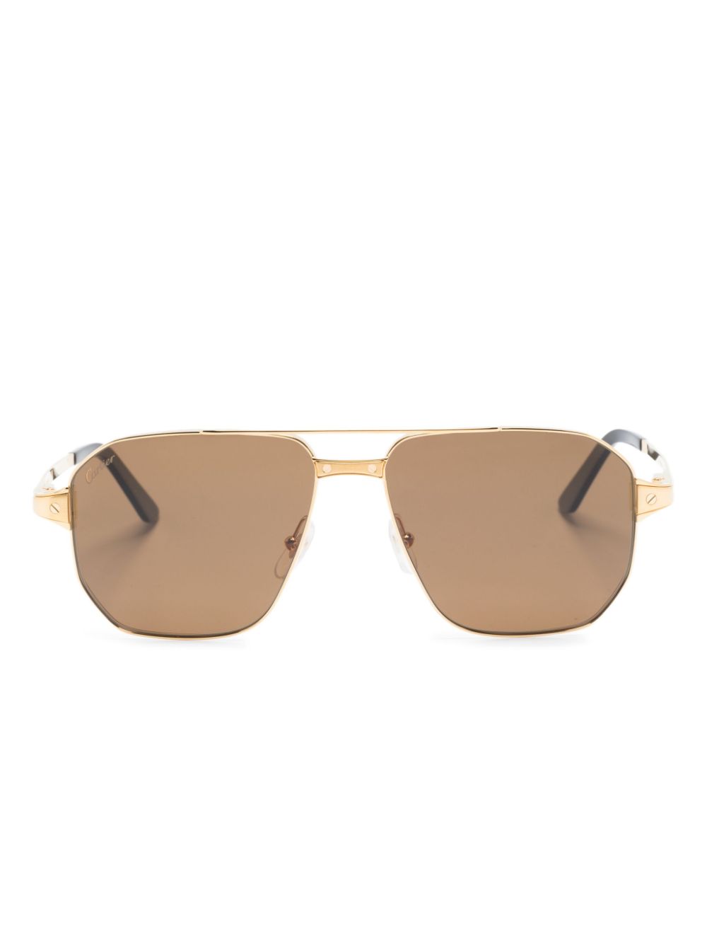 Cartier Eyewear Pilotenbrille mit Logo-Gravur - Gold von Cartier Eyewear