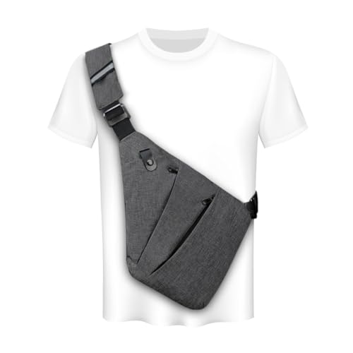 Cartlant Diebstahlsichere Umhängetasche, Anti Theft Sling Bag Schultertasche Brusttasche Anti Diebstahl mit Mehrere Taschen, Antidiebstahltasche Sicherheitstasche Reise für Damen Herren (Grau) von Cartlant