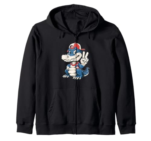 Lustiger Alligator mit Kappe und Frieden, für Erwachsene und Kinder Kapuzenjacke Lustiger Alligator mit Kappe und Frieden, für Erwachsene und Kinder Kapuzenjacke von Cartoon Alligator Outfit