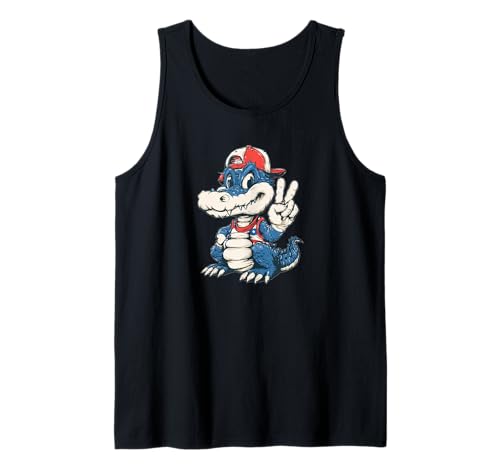 Lustiger Alligator mit Kappe und Frieden, für Erwachsene und Kinder Tank Top Lustiger Alligator mit Kappe und Frieden, für Erwachsene und Kinder Tank Top von Cartoon Alligator Outfit