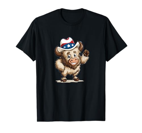 Coole Cartoon-Rodeo Bison in US-Farben für Jungen und Mädchen T-Shirt Coole Cartoon-Rodeo Bison in US-Farben für Jungen und Mädchen T-Shirt von Cartoon Bison Outfit