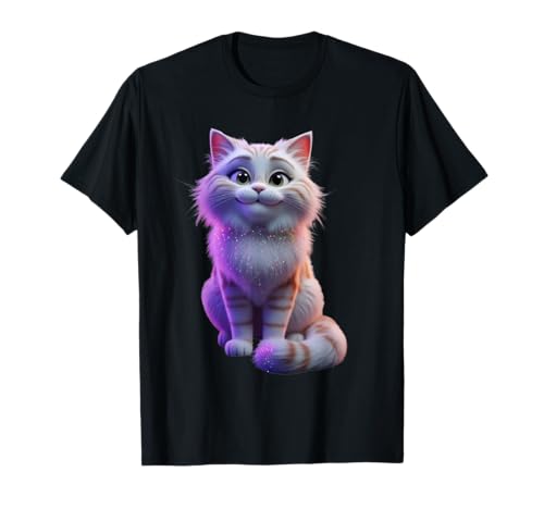 Cartoon-Katze, sitzend, lustiges Unisex-Design für Männer und Frauen T-Shirt von Cartoon Cat Funny Unisex Design Men Women Tee