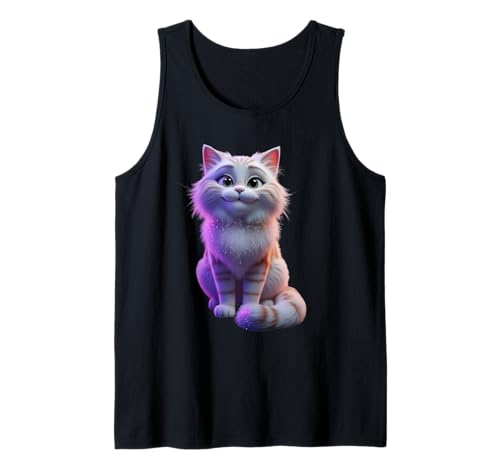 Cartoon-Katze, sitzend, lustiges Unisex-Design für Männer und Frauen Tank Top von Cartoon Cat Funny Unisex Design Men Women Tee