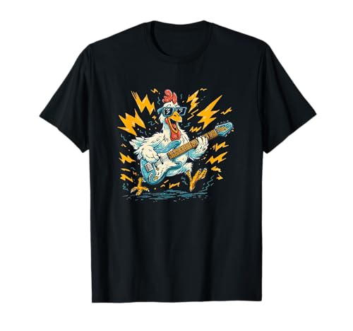 Elektrisches Huhn Kostüm mit Cooler Gitarre für Jungen und Mädchen T-Shirt Elektrisches Huhn Kostüm mit Cooler Gitarre für Jungen und Mädchen T-Shirt von Cartoon Chicken Look