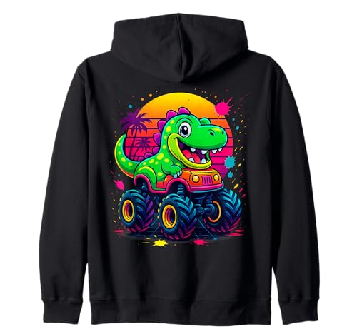 T-Rex Cartoon Truck Sonnenuntergang für Kleinkinder, Jungen, Mädchen, Kinder Kapuzenjacke T-Rex Cartoon Truck Sonnenuntergang für Kleinkinder, Jungen, Mädchen, Kinder Kapuzenjacke von Cartoon Dinosaur Car Design