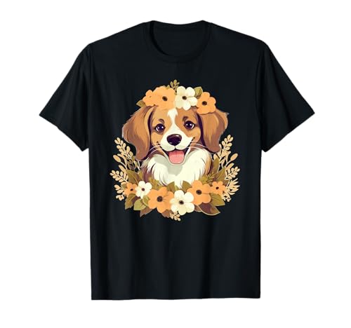 Niedlicher Hund mit Blumen I Kids Dog T-Shirt von Cartoon Dog Art I Children Dog I Dog Owner
