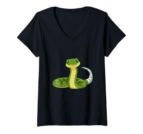 Damen Freundliche Schlange mit Verband T-Shirt mit V-Ausschnitt Damen Freundliche Schlange mit Verband T-Shirt mit V-Ausschnitt von Cartoon Figuren mit Gipsarm und Armschlinge