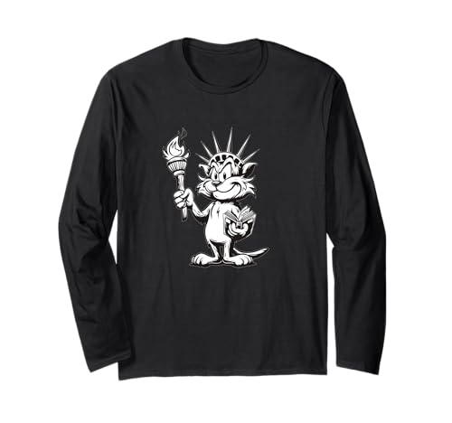Liberty Katze mit Statuenoptik für Jungen und Mädchen Langarmshirt Liberty Katze mit Statuenoptik für Jungen und Mädchen Langarmshirt von Cartoon Liberty Cat Outfit