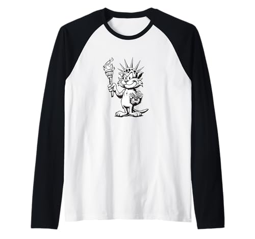 Liberty Katze mit Statuenoptik für Jungen und Mädchen Raglan Liberty Katze mit Statuenoptik für Jungen und Mädchen Raglan von Cartoon Liberty Cat Outfit