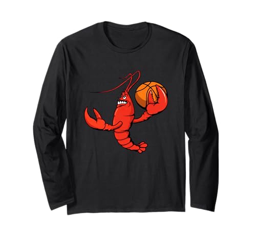 Lustiger Hummer-Basketball-Cartoon für Kinder Langarmshirt von Cartoon Lobster Basketball Team Fun