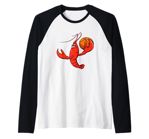 Lustiger Hummer-Basketball-Cartoon für Kinder Raglan Lustiger Hummer-Basketball-Cartoon für Kinder Raglan von Cartoon Lobster Basketball Team Fun