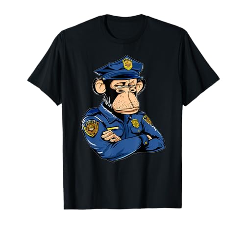 Kinder Polizei Affe T-Shirt von Cartoon Police Art I Policeman Officer