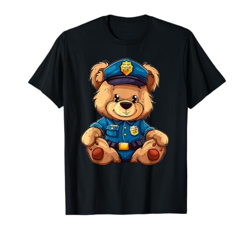 Kinder Polizei Teddy T-Shirt von Cartoon Police Art I Policeman Officer