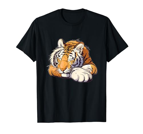 Sleeping Tiger I Tiger für Kinder T-Shirt von Cartoon Tiger Art I Cute Tiger I Colorful Tiger