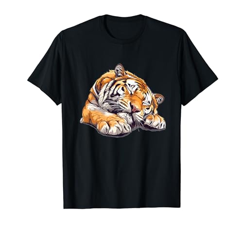 Sleeping Tiger I Tiger für Kinder T-Shirt von Cartoon Tiger Art I Cute Tiger I Colorful Tiger