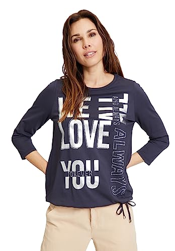 Cartoon Damen Printshirt mit Tunnelzug Dunkelblau/Grau,40 von Cartoon