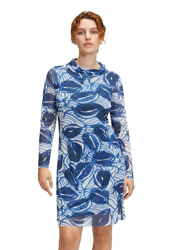 Cartoon Damen Casual-Kleid mit Stehkragen Blau/Weiß,42 von Cartoon