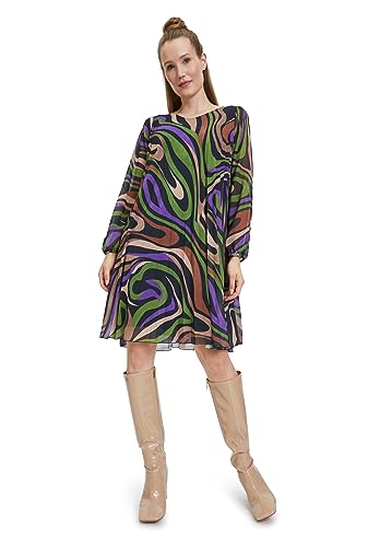 Cartoon Damen Plisseekleid mit Muster Khaki/Purple,38 von Cartoon