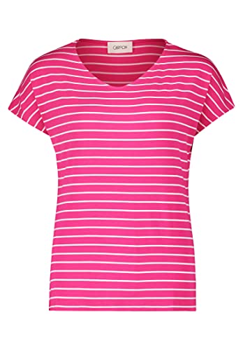 Cartoon Damen Ringelshirt mit V-Ausschnitt Pink/White,36 von Cartoon