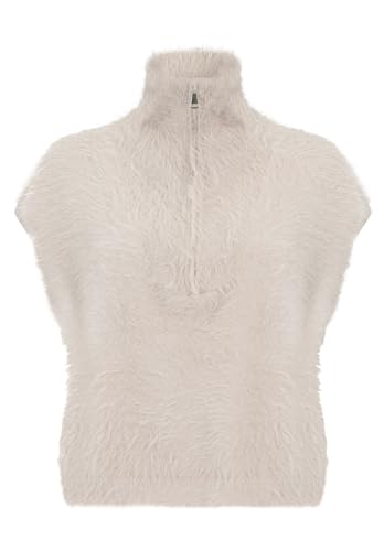 Cartoon Damen Strickpullunder mit Reißverschluss 38, Beige von Cartoon