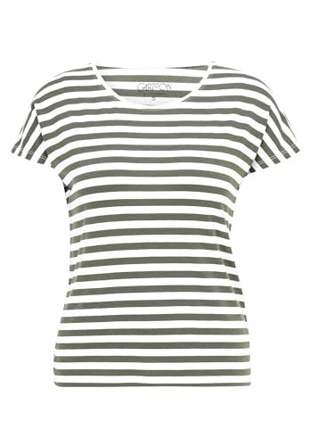 Cartoon Damen T-Shirt, Streifen Muster, Khaki Grün/Weiß, S von Cartoon