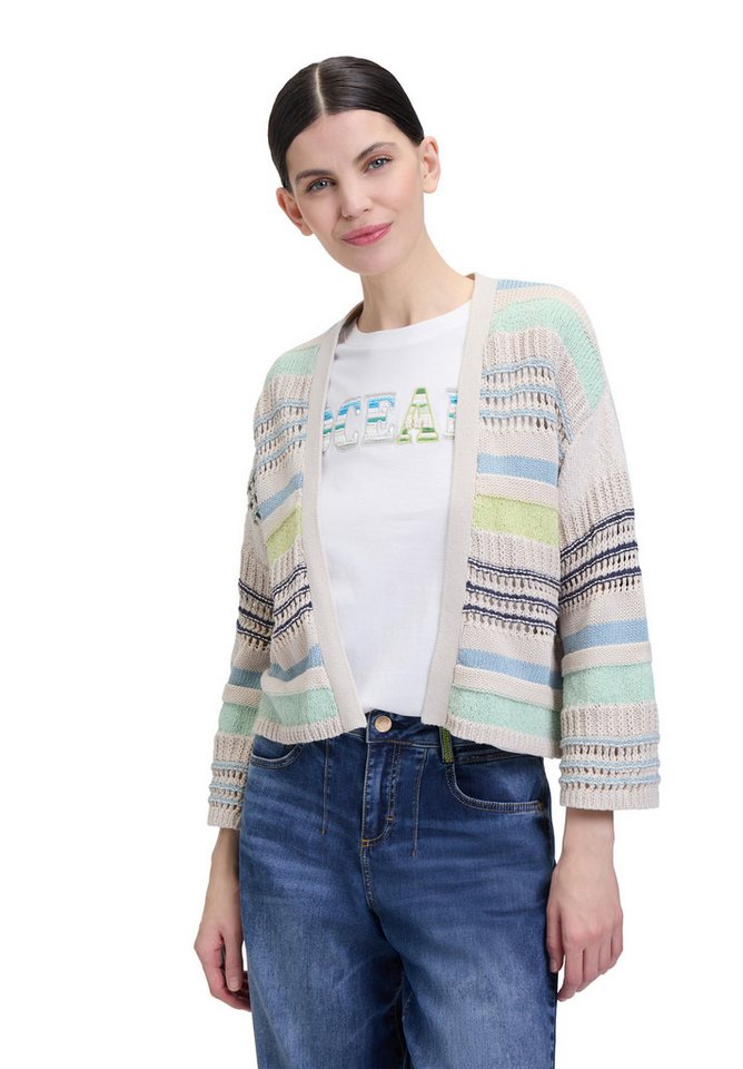 Cartoon Strickjacke Damen Strick-Cardigan mit Color Blocking (1-tlg) Struktur von Cartoon