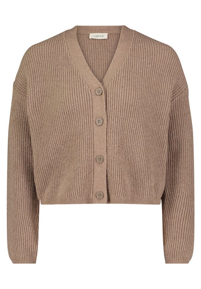 Cartoon Strickweste Strickjacke Kurz 1/1 Arm Light Brown Melange von Cartoon